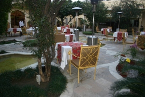 The courtyard dining venue at the Samode Haveli